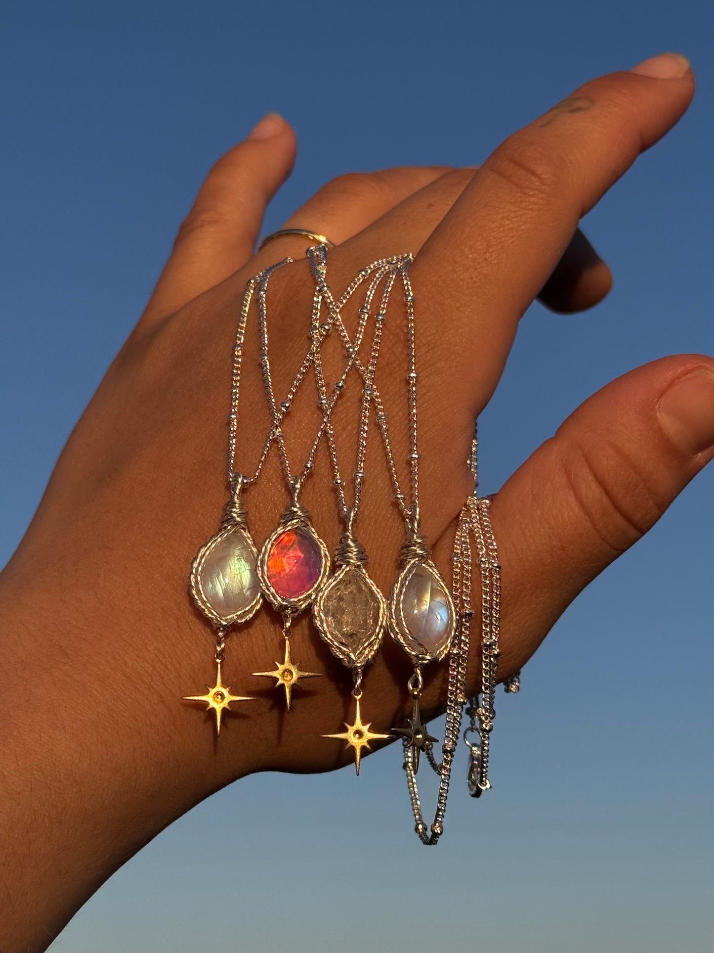 Moonstone star pendant in sterling silver (Copy)