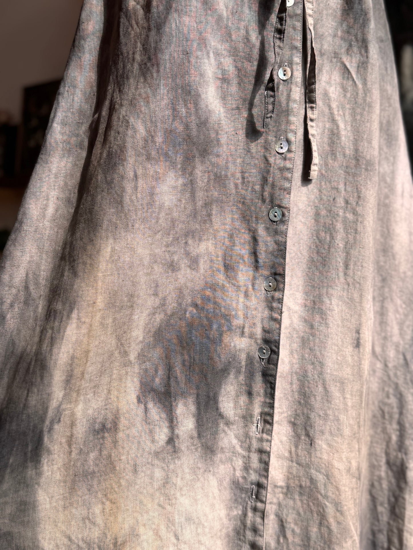 Eco Dye ~ linen button down dress size XS