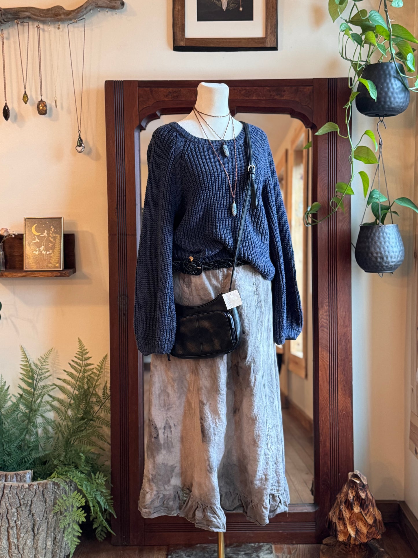 Eco Dye ~ Upcycled organic linen skirt size 6