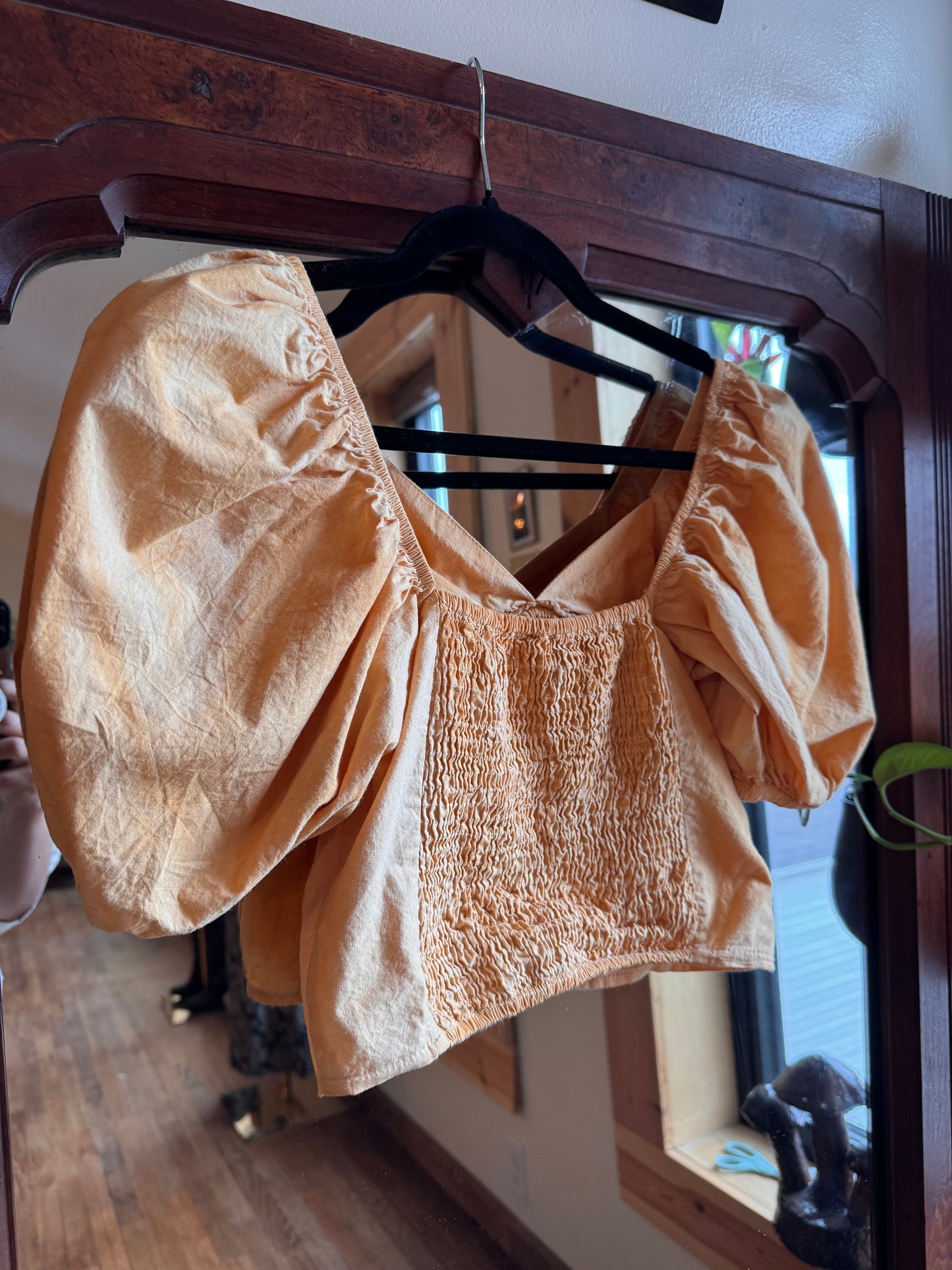 Eco Dye ~ Upcycled Puff Sleeve Crop Top Size S