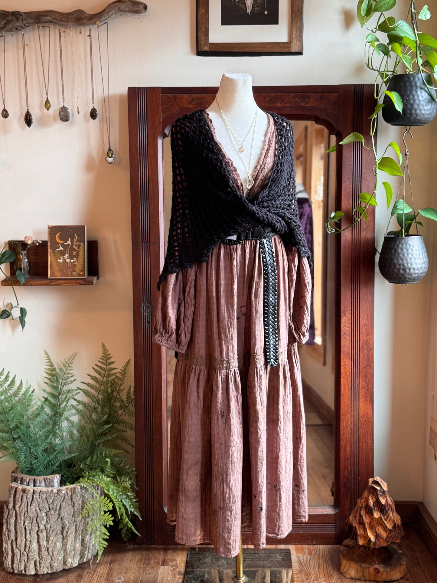 Eco Dye ~ speckled mauve cotton dress size 2XL