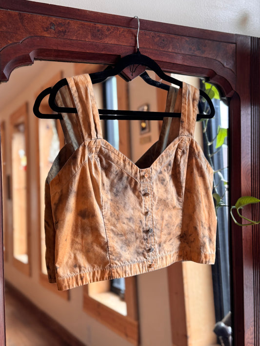 Eco Dye ~ Upcycled calico crop top size L