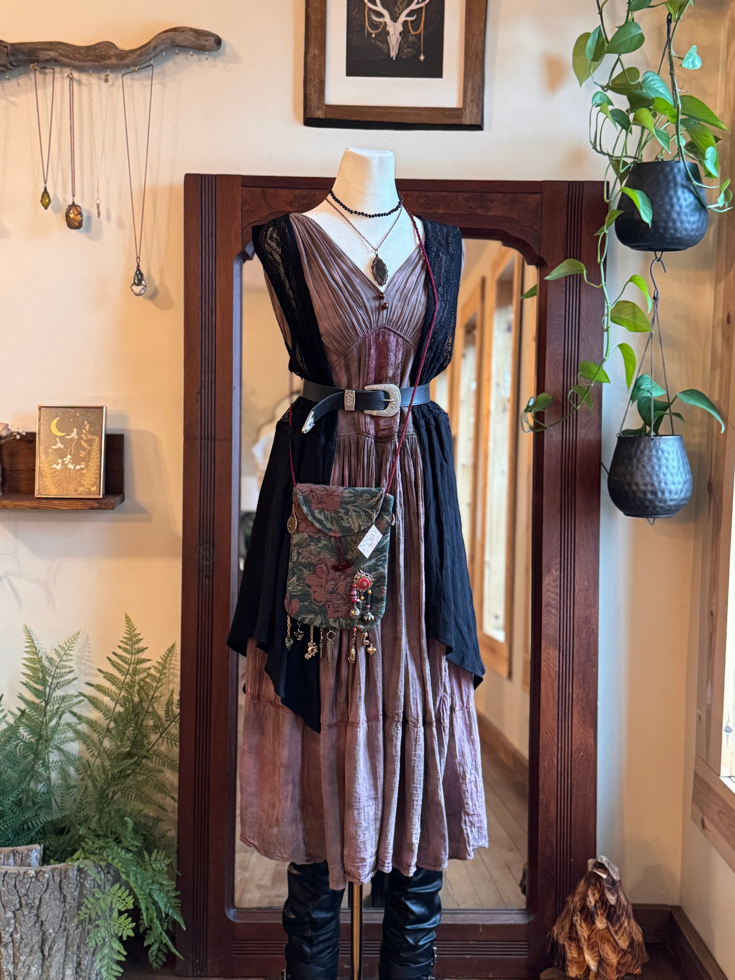 Eco Dye ~ Upcycled Dark Fairy dress size M-L