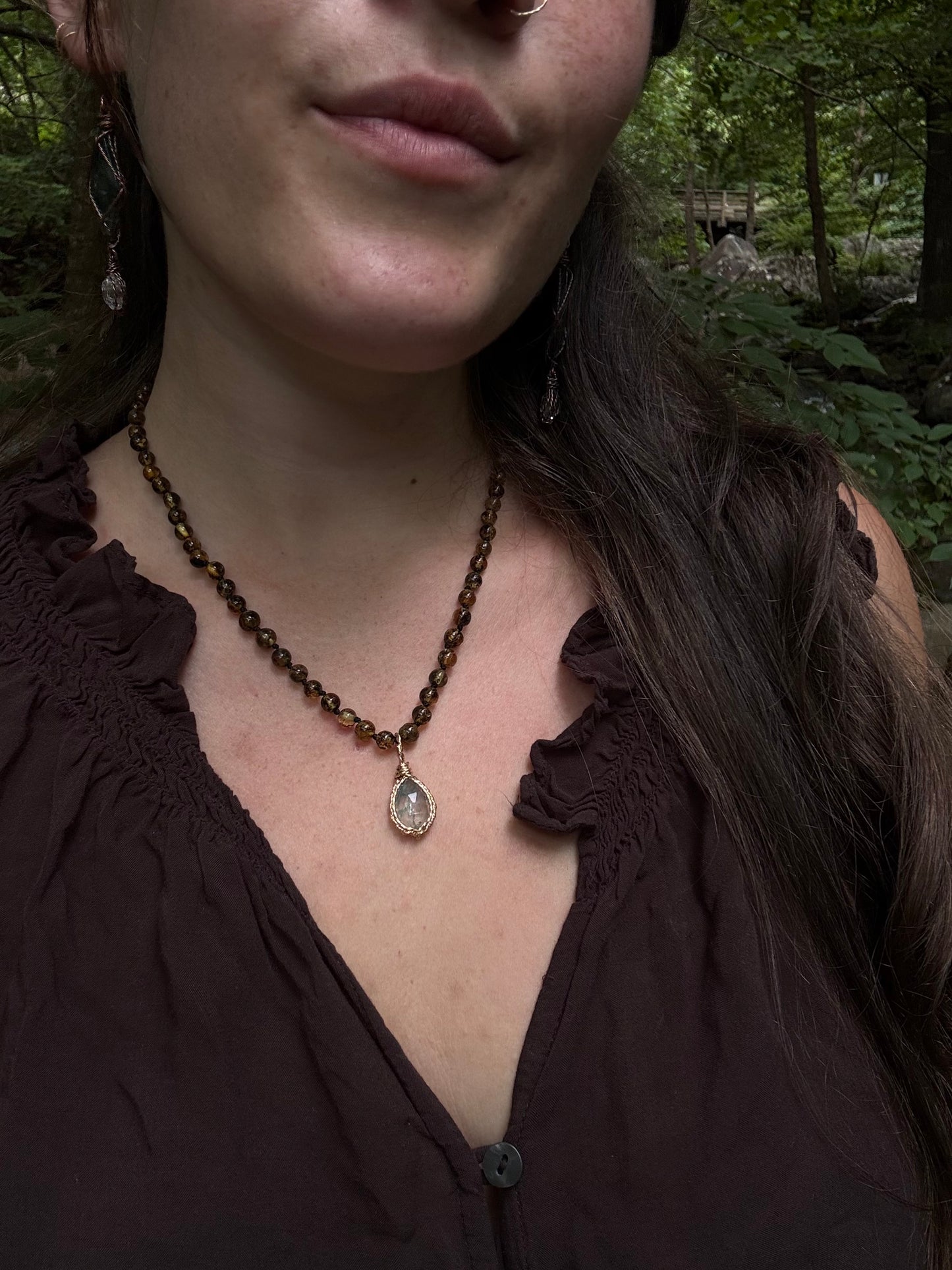 14k Gold Pastel Moss Agate Dublet