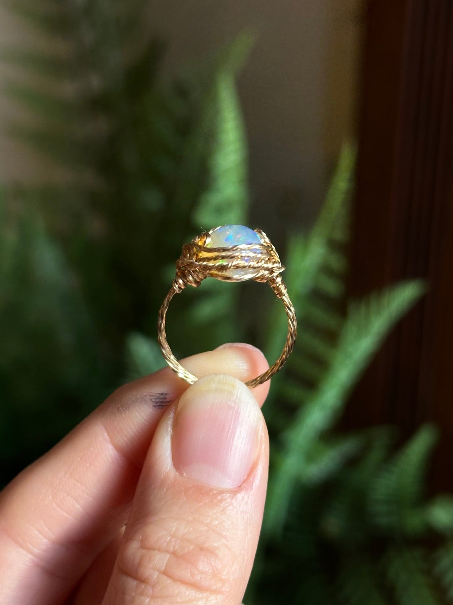 Opal Statement Ring ~ 14k Gold size 8