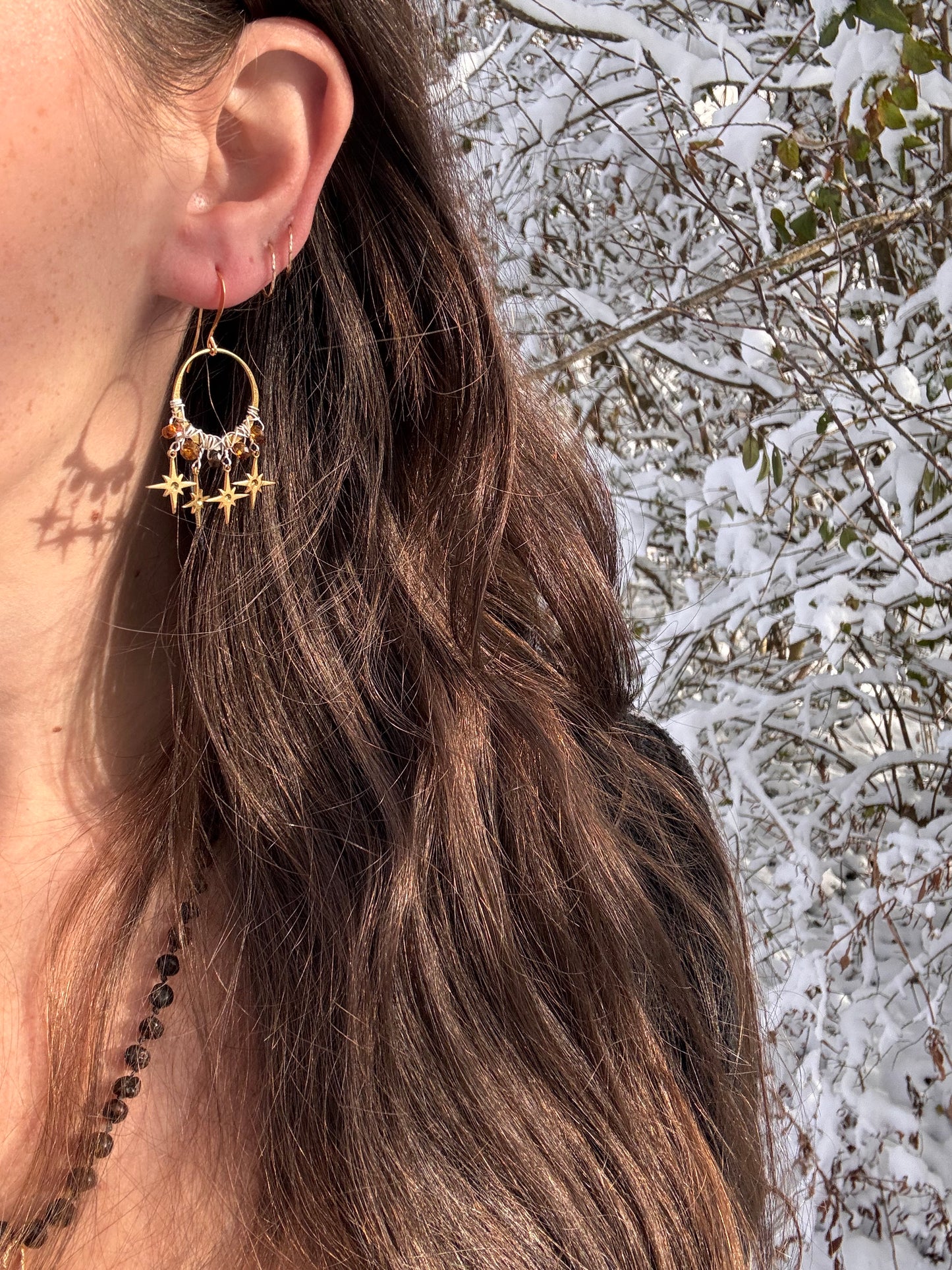 Solstice Hoop Earrings ~ brass and silver