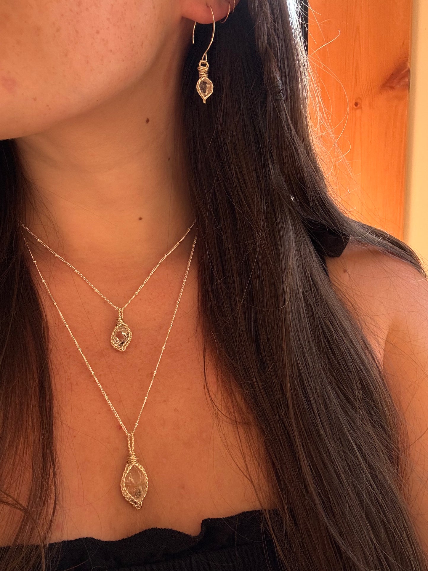 Petite Herkimer Diamond Earrings ~ Sterling