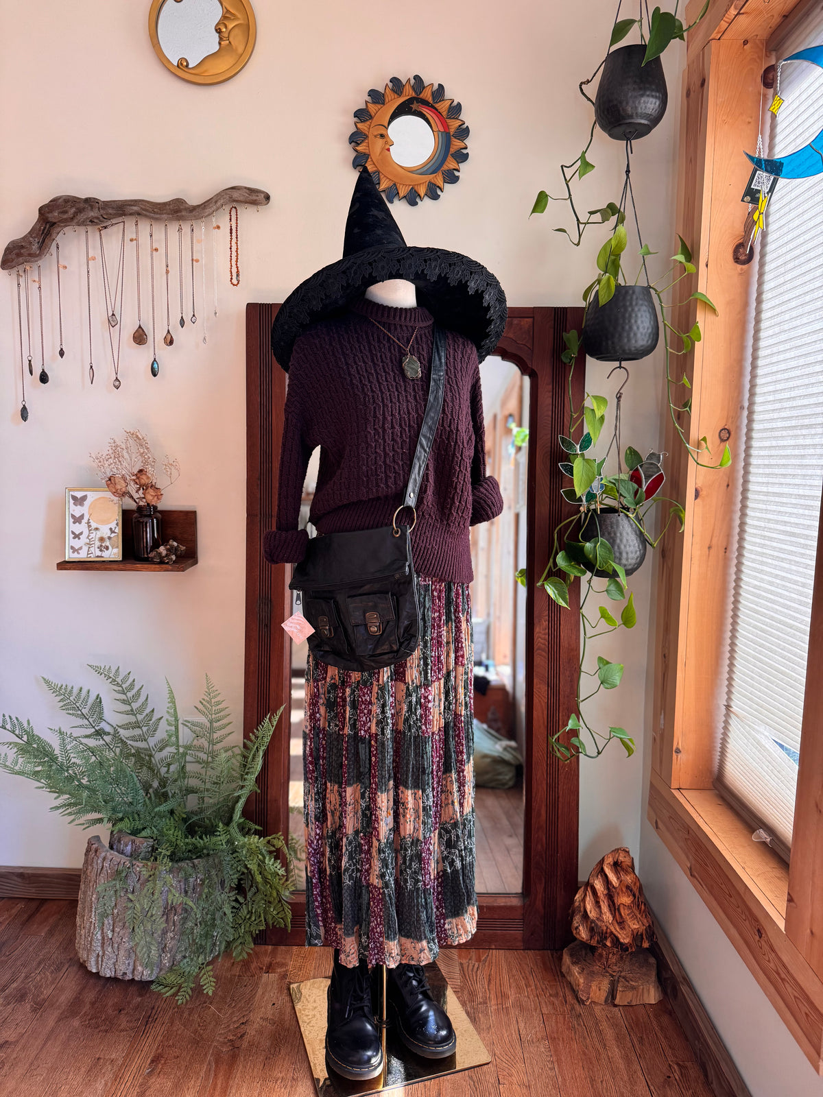 Size Medium burgundy camel hair cable knit sweater