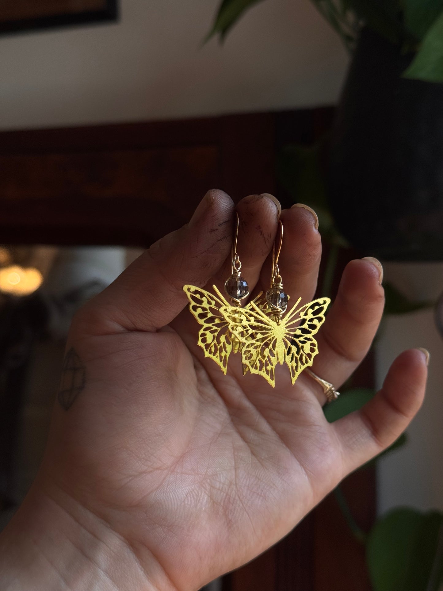 Flannel bundle with moth earrings