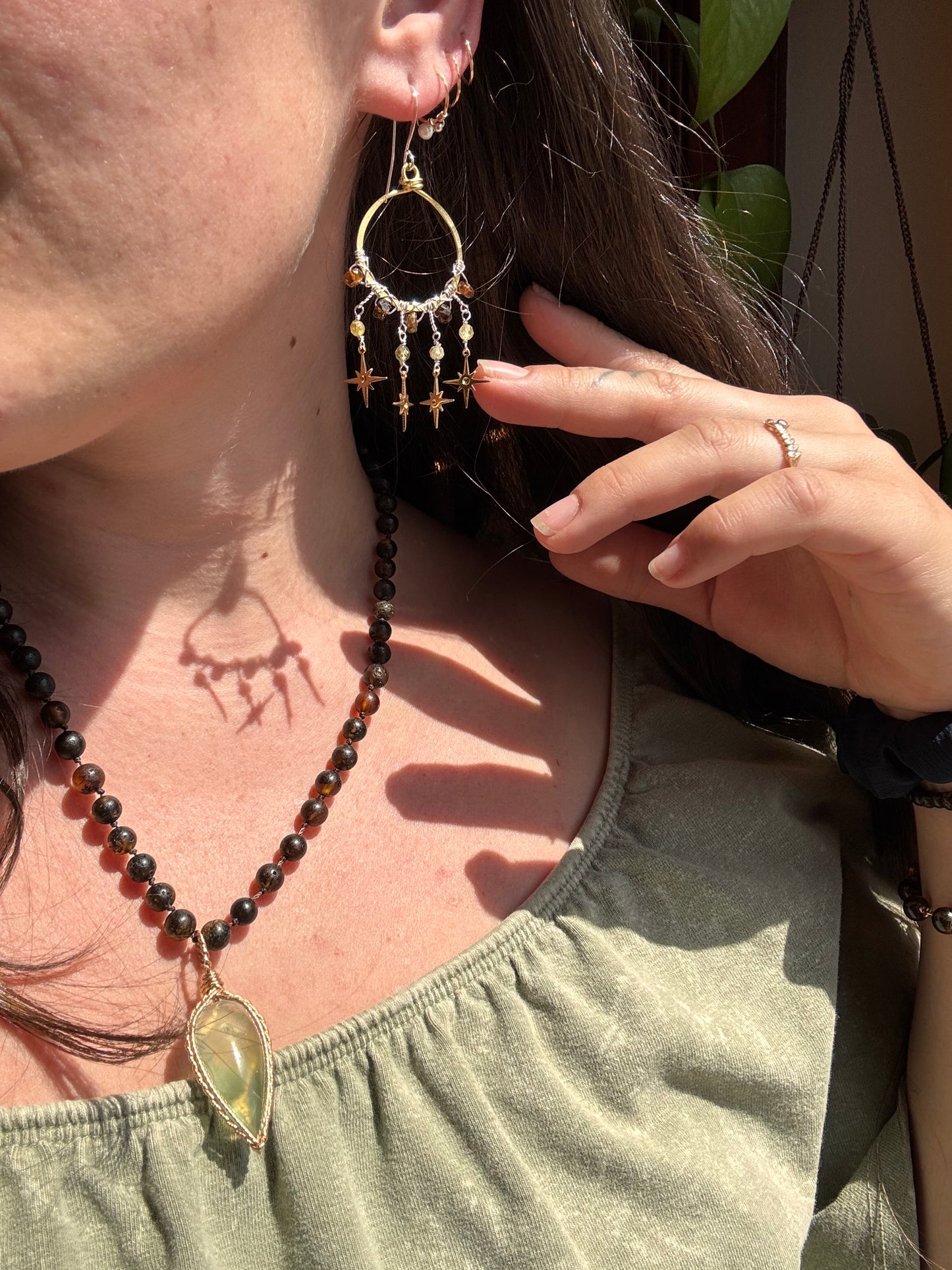 Moss agate Andromeda Earrings