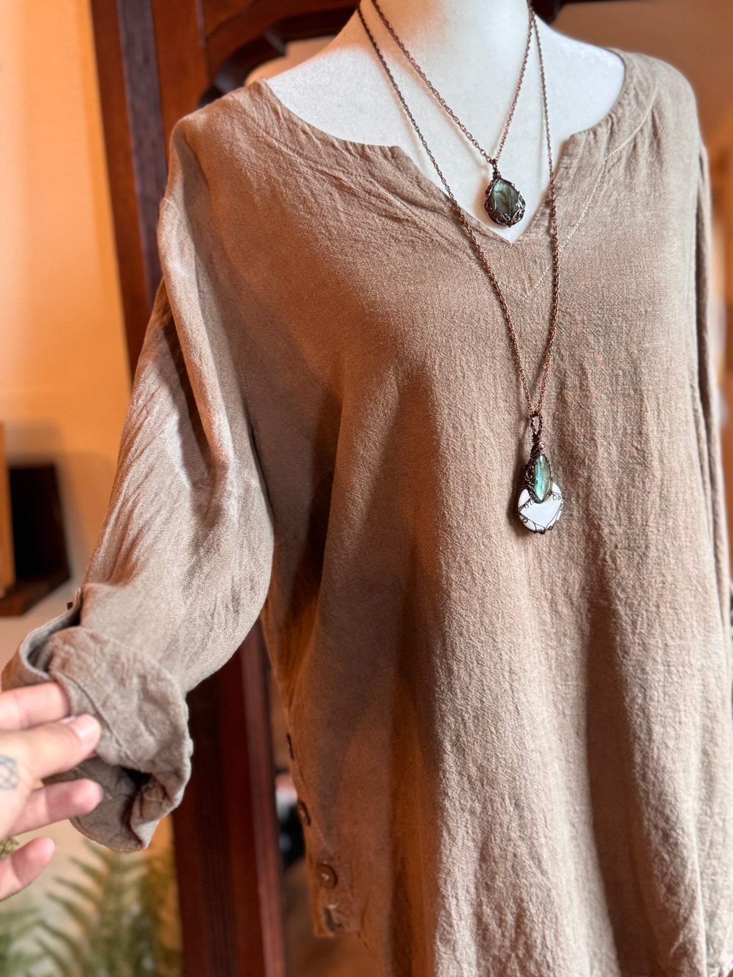 Eco Dye ~ Upcycled linen top size M-L