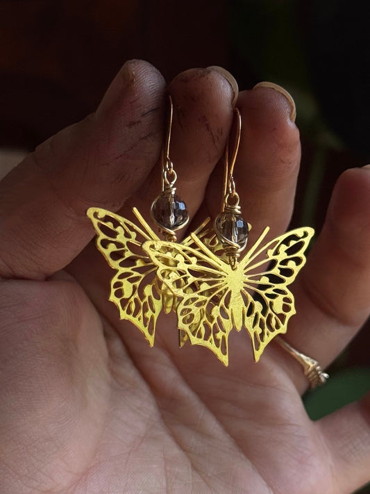Winged friend earrings ~ multi gemstones available
