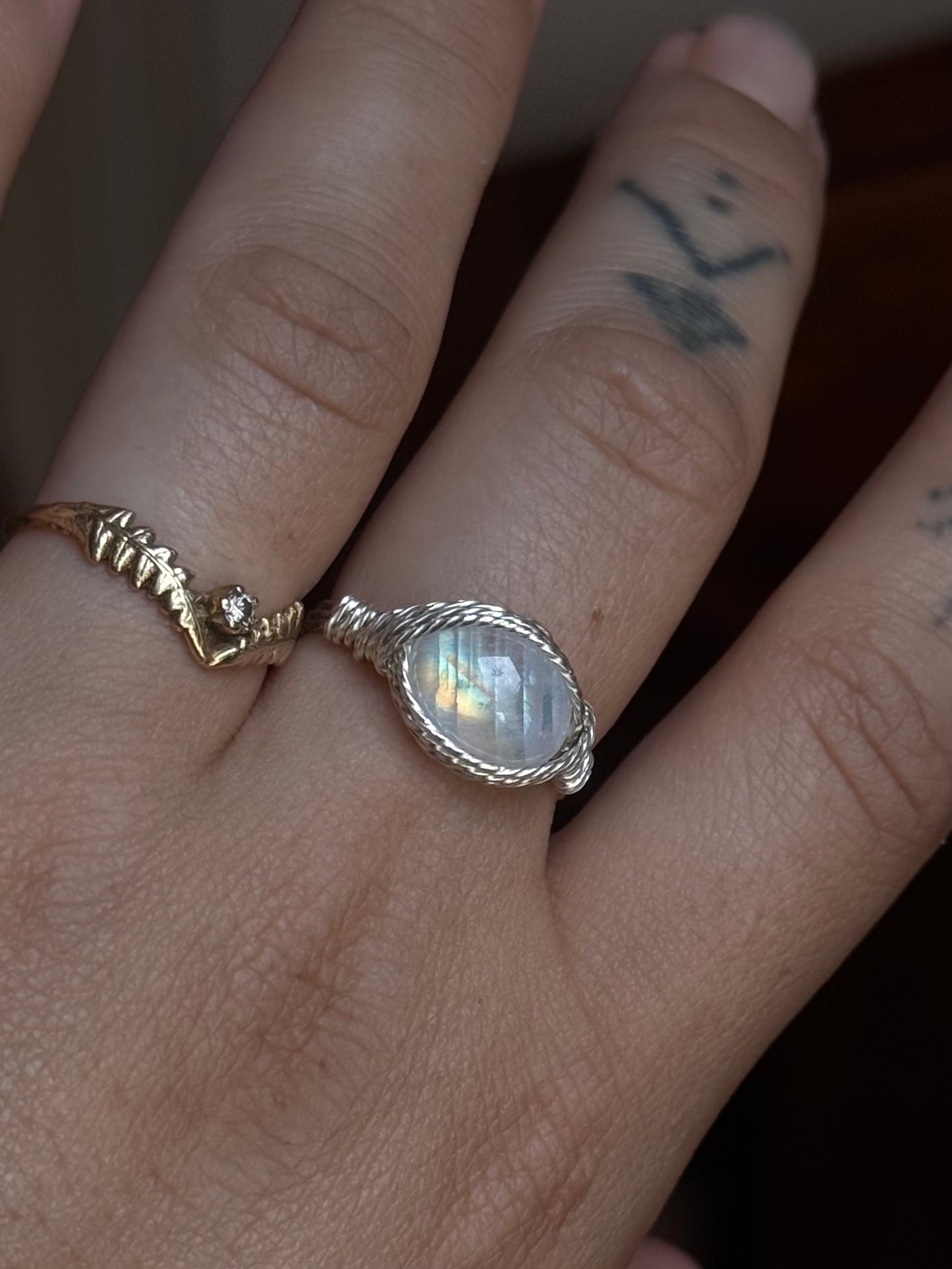 Custom moonstone ring 8.5 in solid sterling