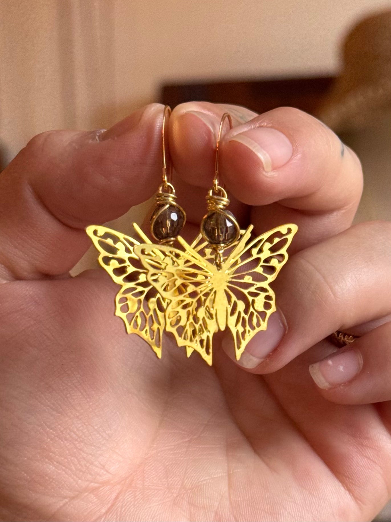 Winged friend earrings ~ multi gemstones available