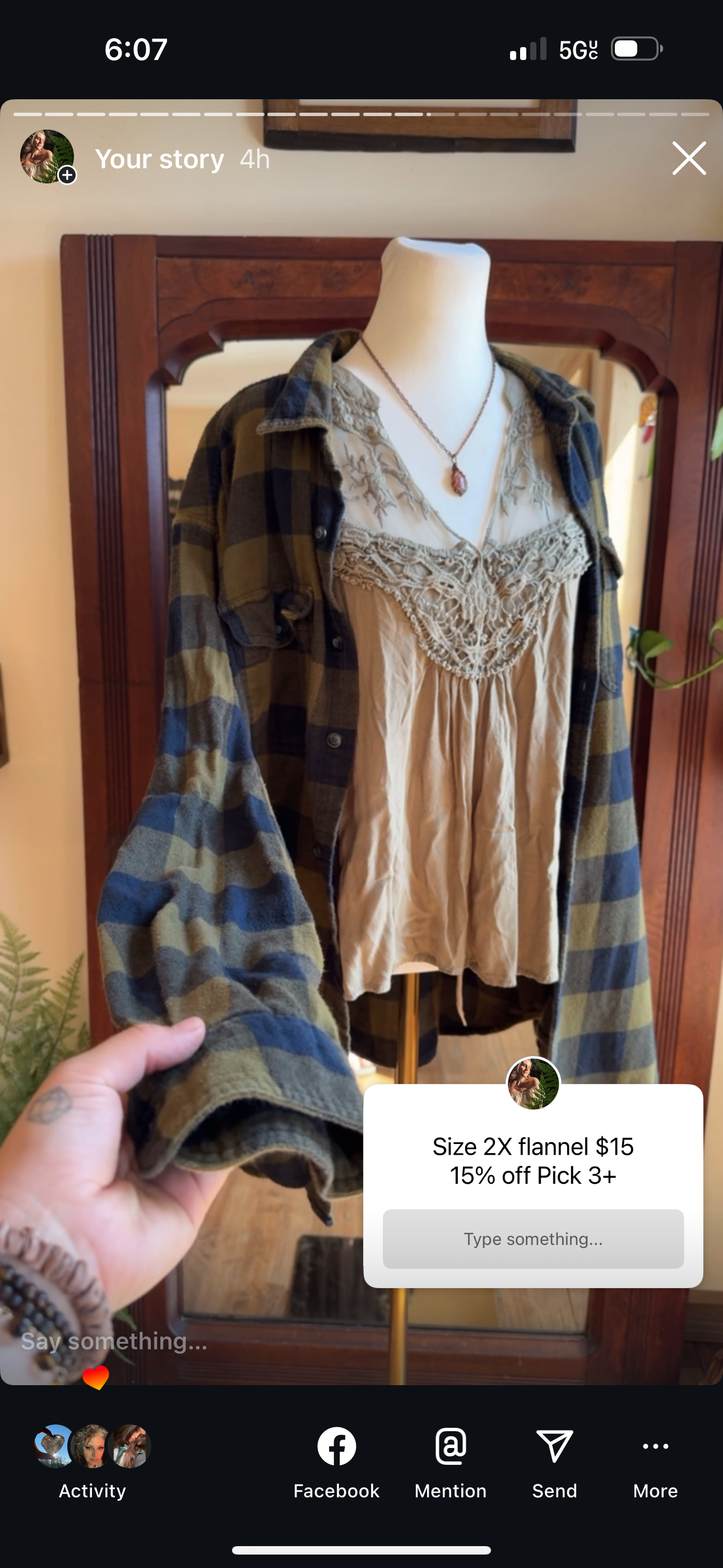 Flannel bundle with moth earrings