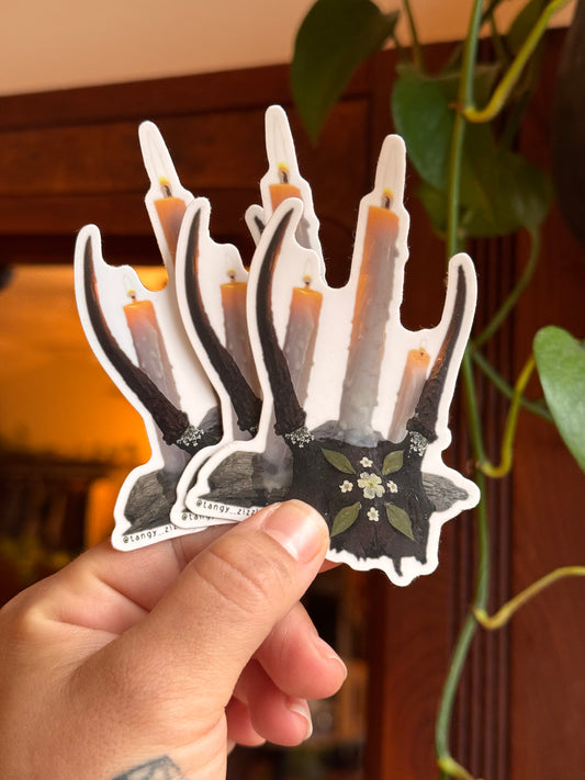 Candlelit Antler Sculpture 4” Sticker