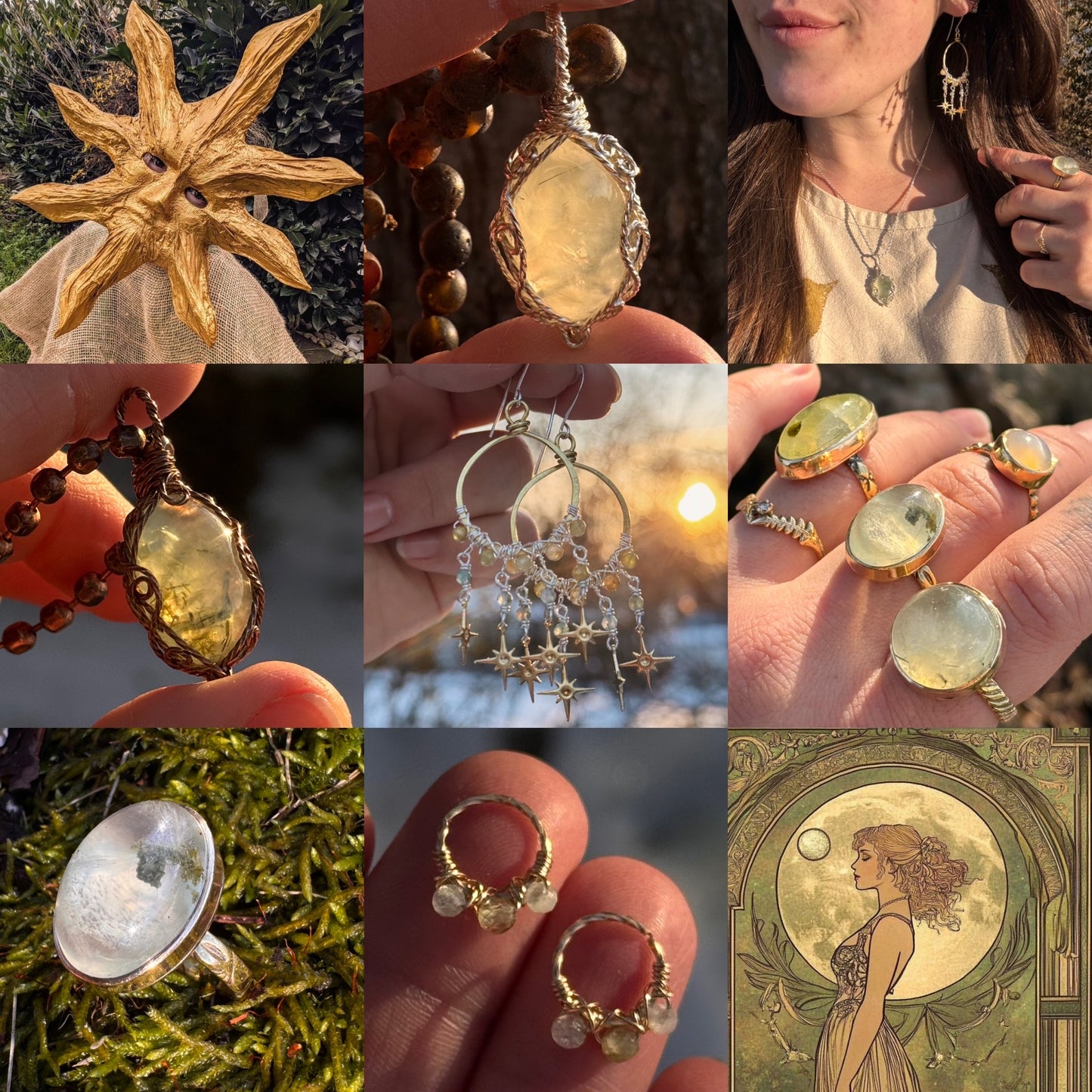 New Andromeda Earrings ~ Green Garnet and Moss Agate