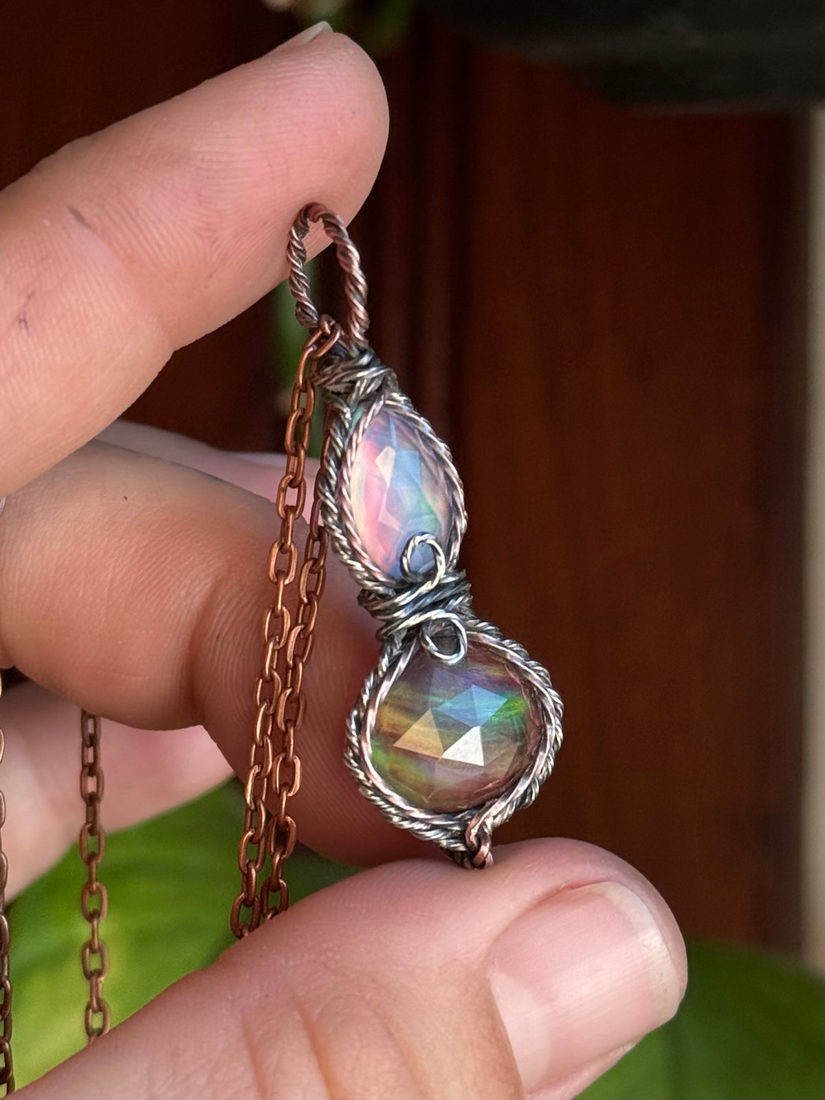 Custom manmade Opal pendant with 18” and 24” chain