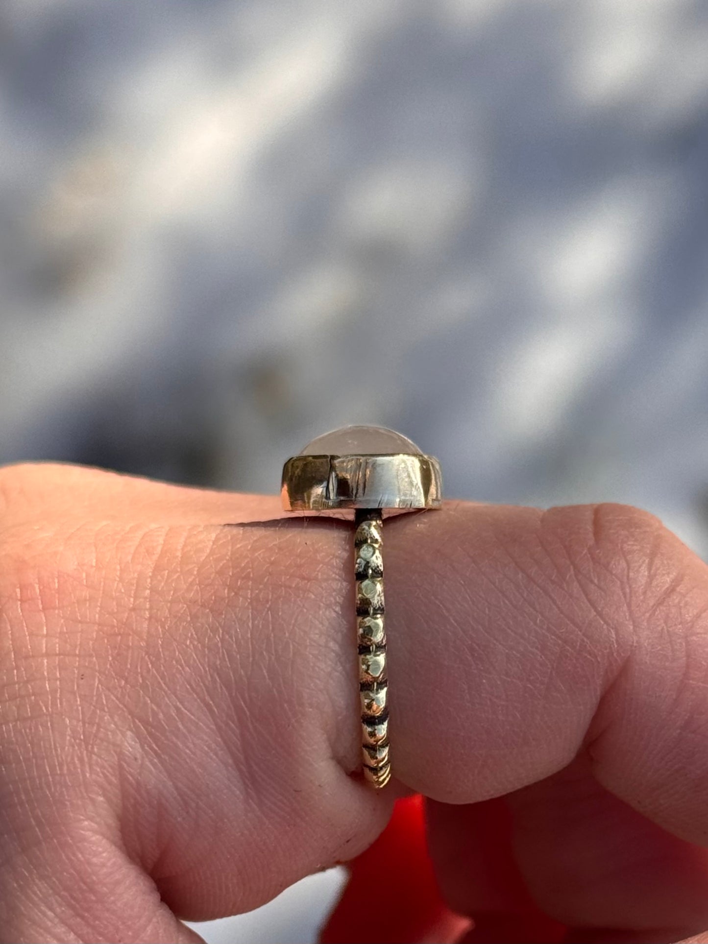 Brass Moonstone Ring ~size 7
