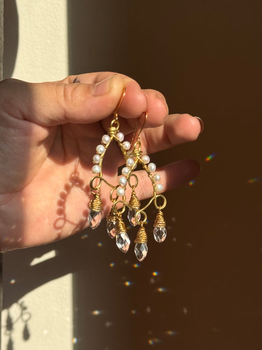 New pearl brass Belle Earrings