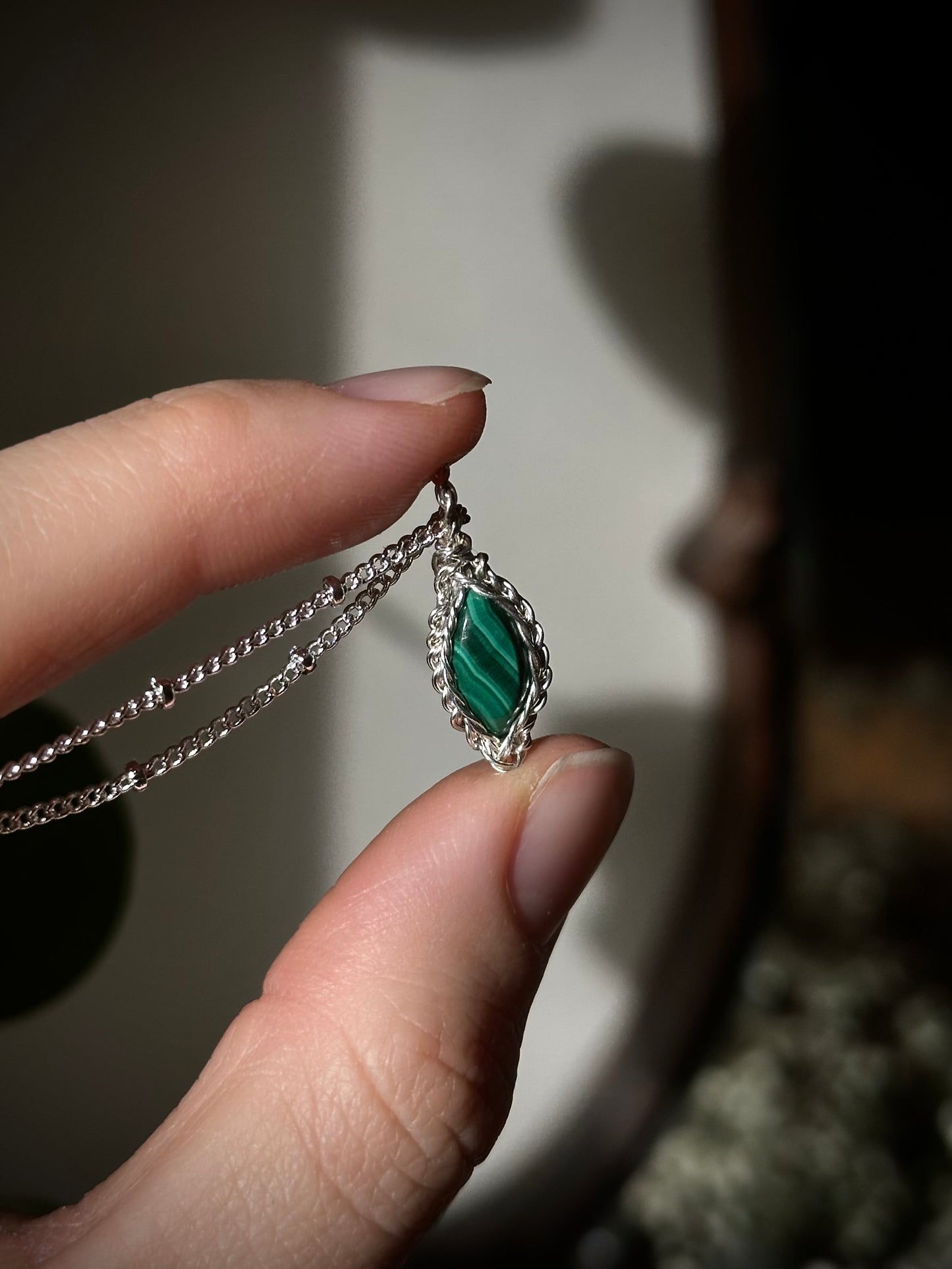 Malachite Pendant set in Sterling Silver