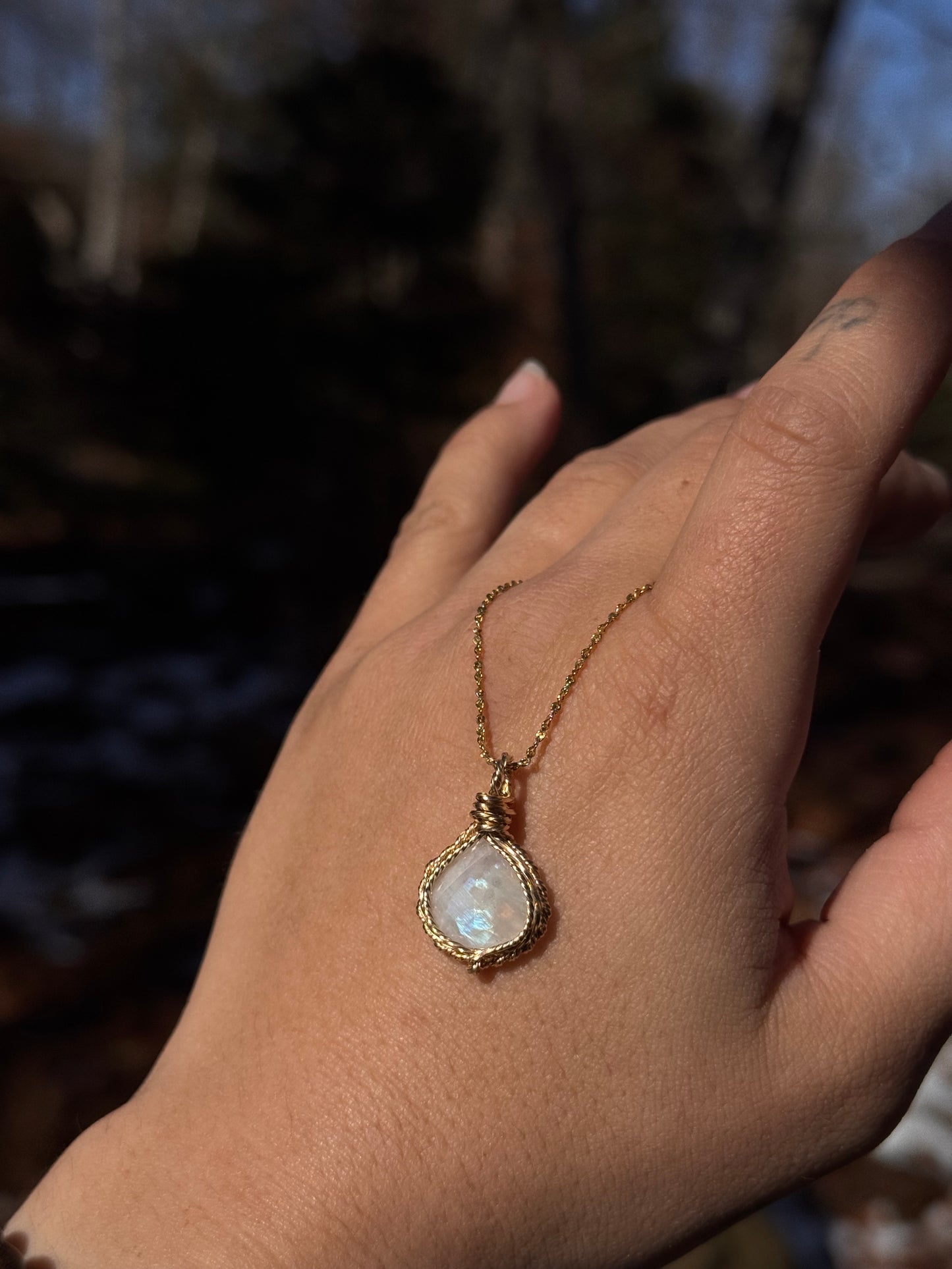 Faceted Moonstone in 14k Gold