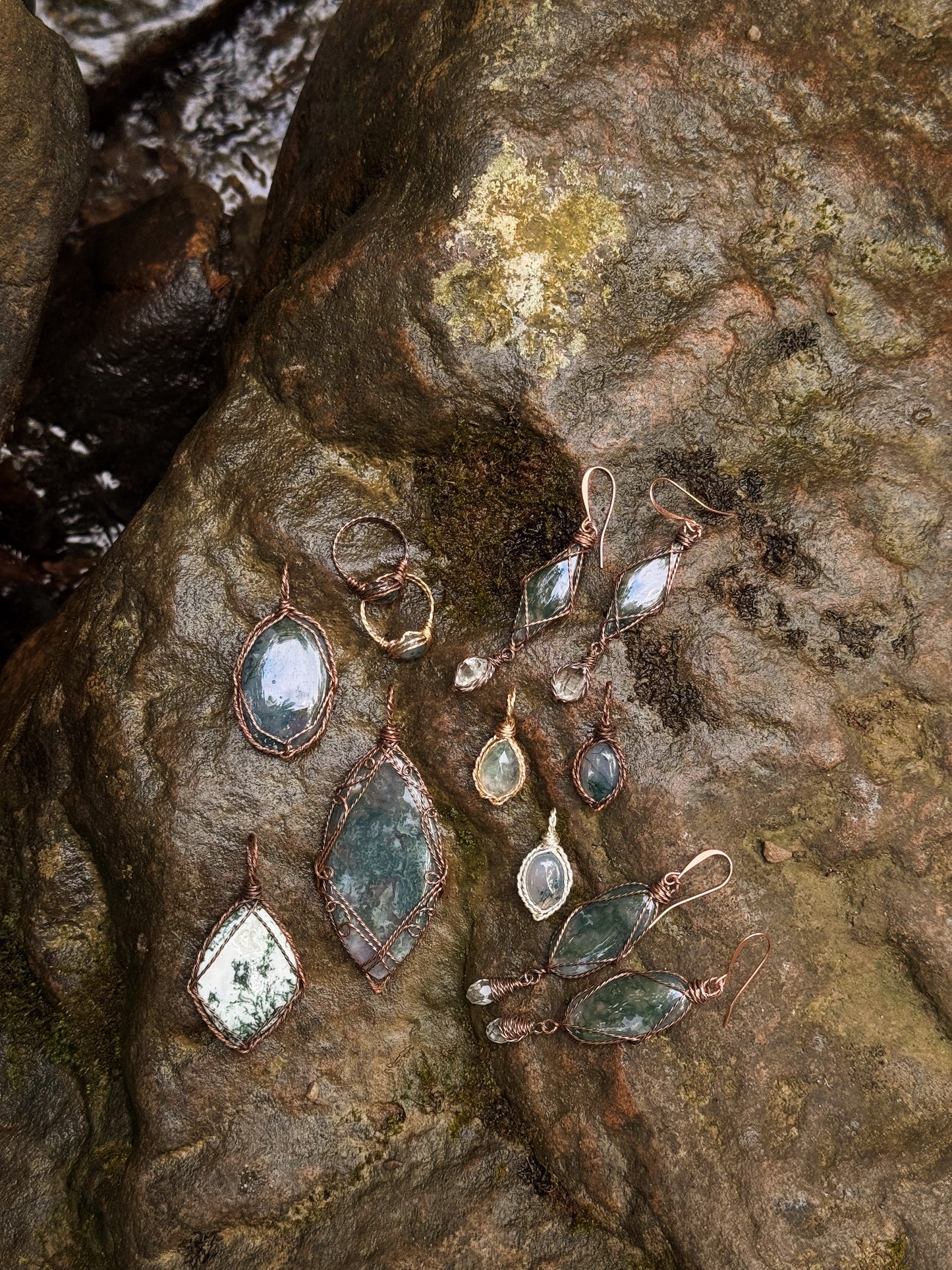 14k Gold Pastel Moss Agate Dublet