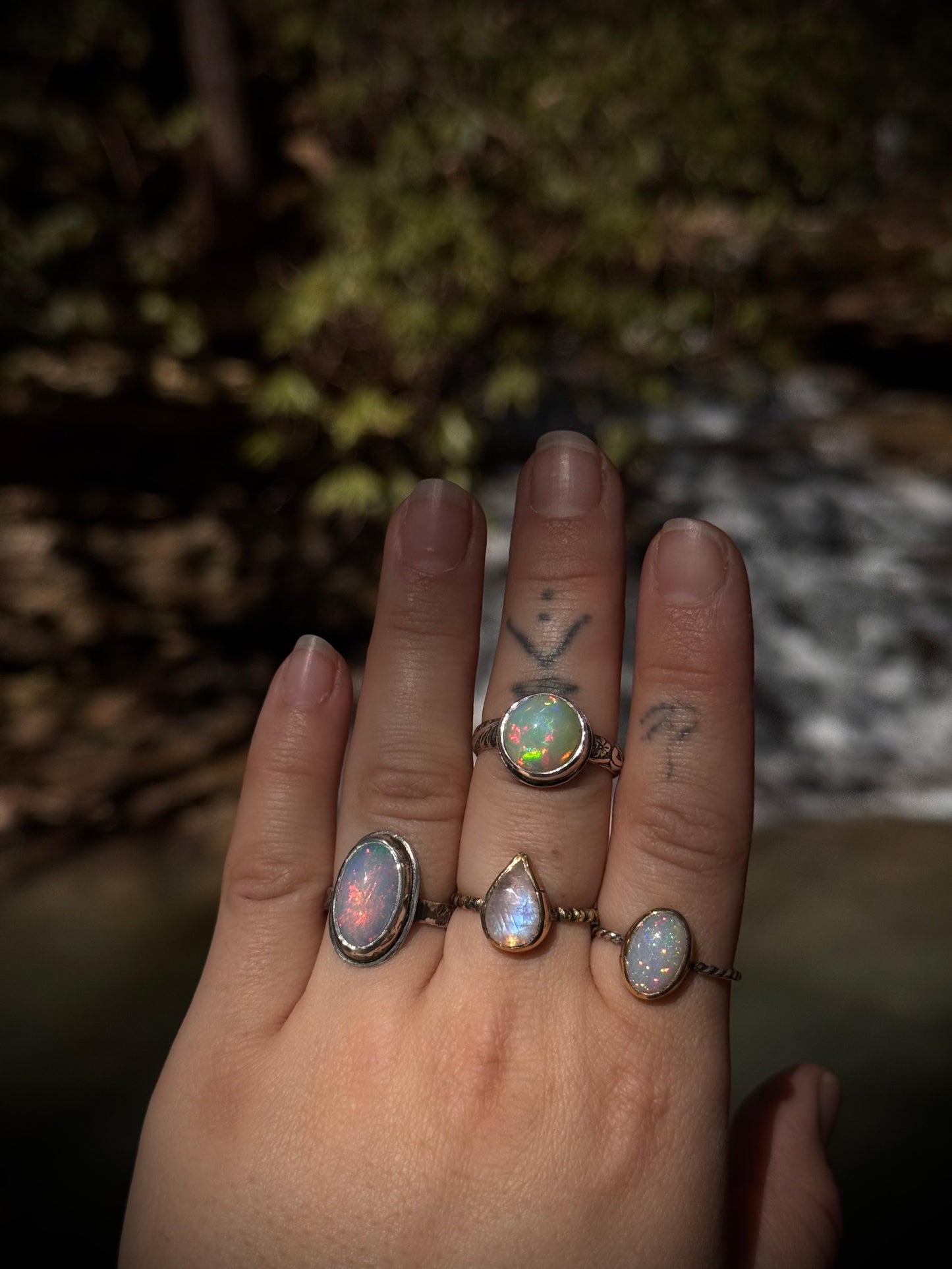Silver Opal Ring~ size 7.25