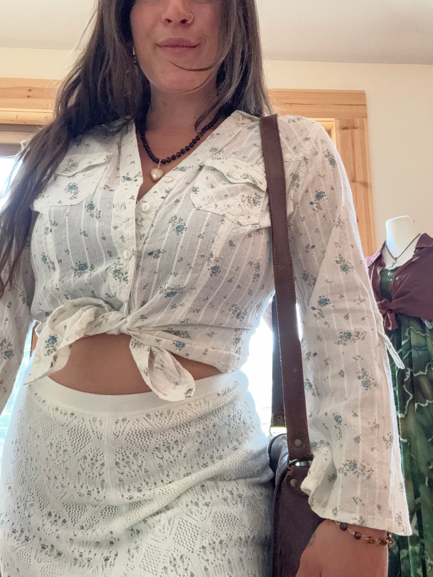 Size 2S/M floral cotton prairie top