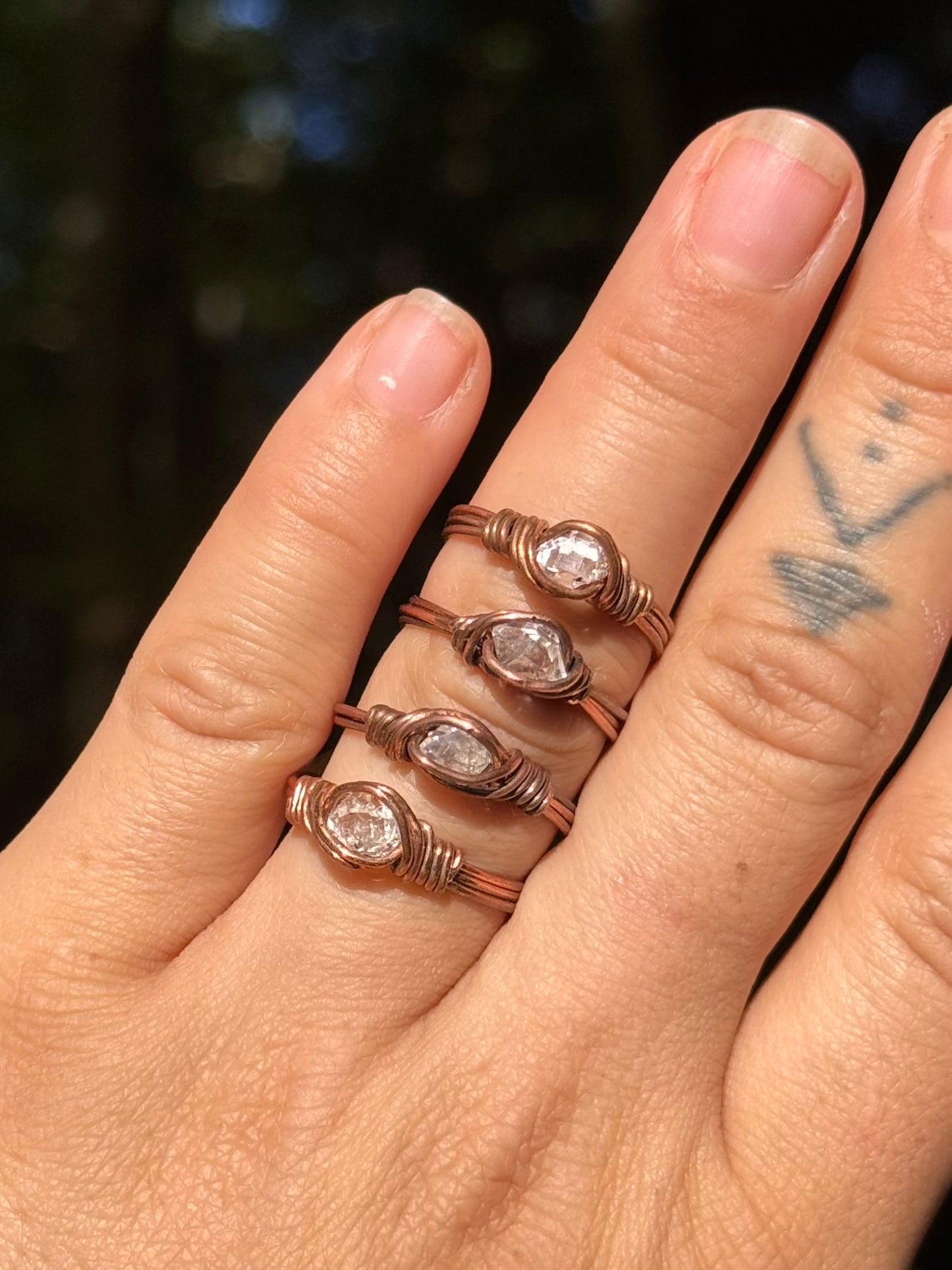 Raw Herkimer Diamond Ring ~ Copper sizes 6-10