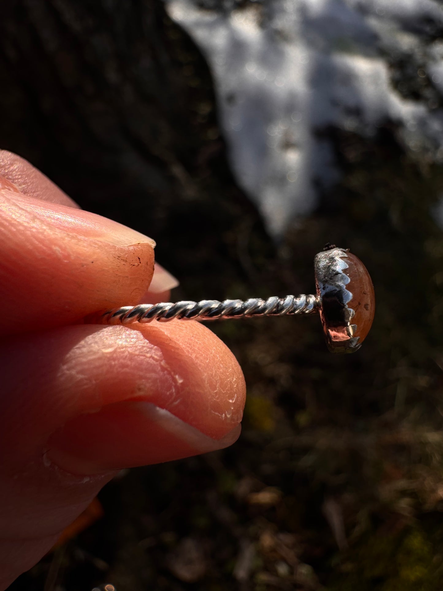 Sterling Sunstone Ring ~size 8