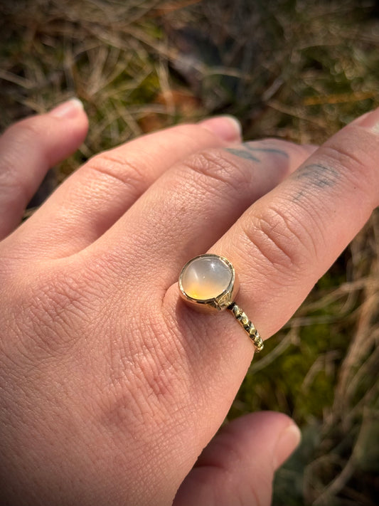 Brass Moonstone Ring ~size 7