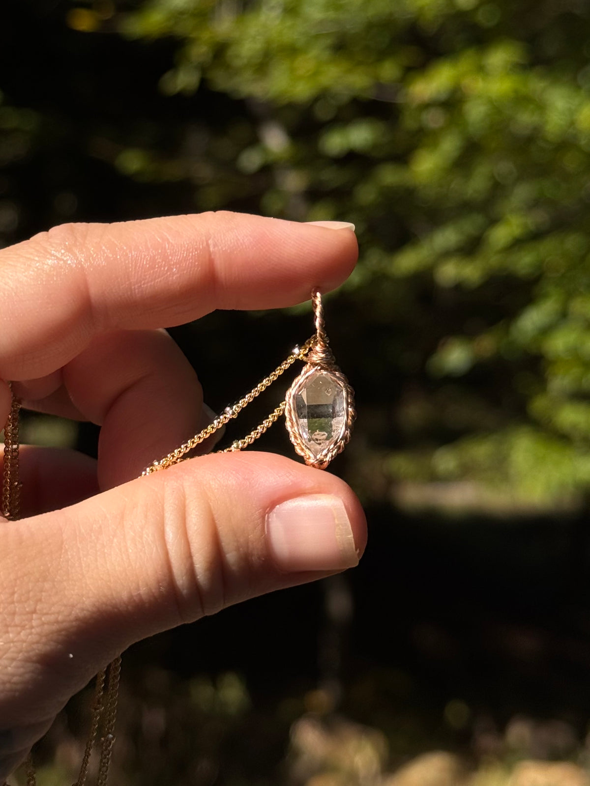 Wee Herkimer Diamond in 14k Gold