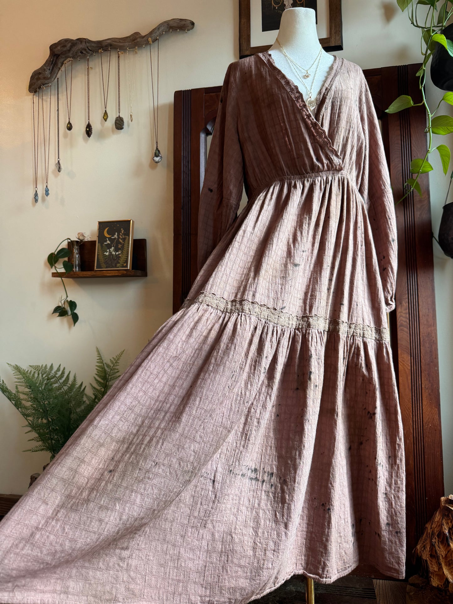 Eco Dye ~ speckled mauve cotton dress size 2XL