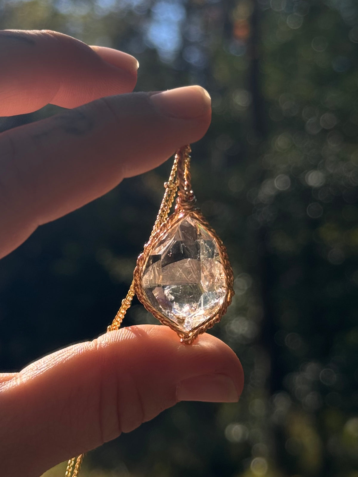 One of a Kind Herkimer Diamond in 14k Gold