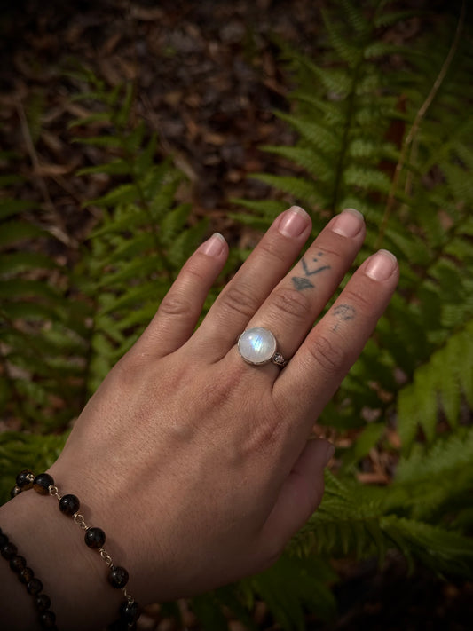 Moonstone Filigree Ring size 8
