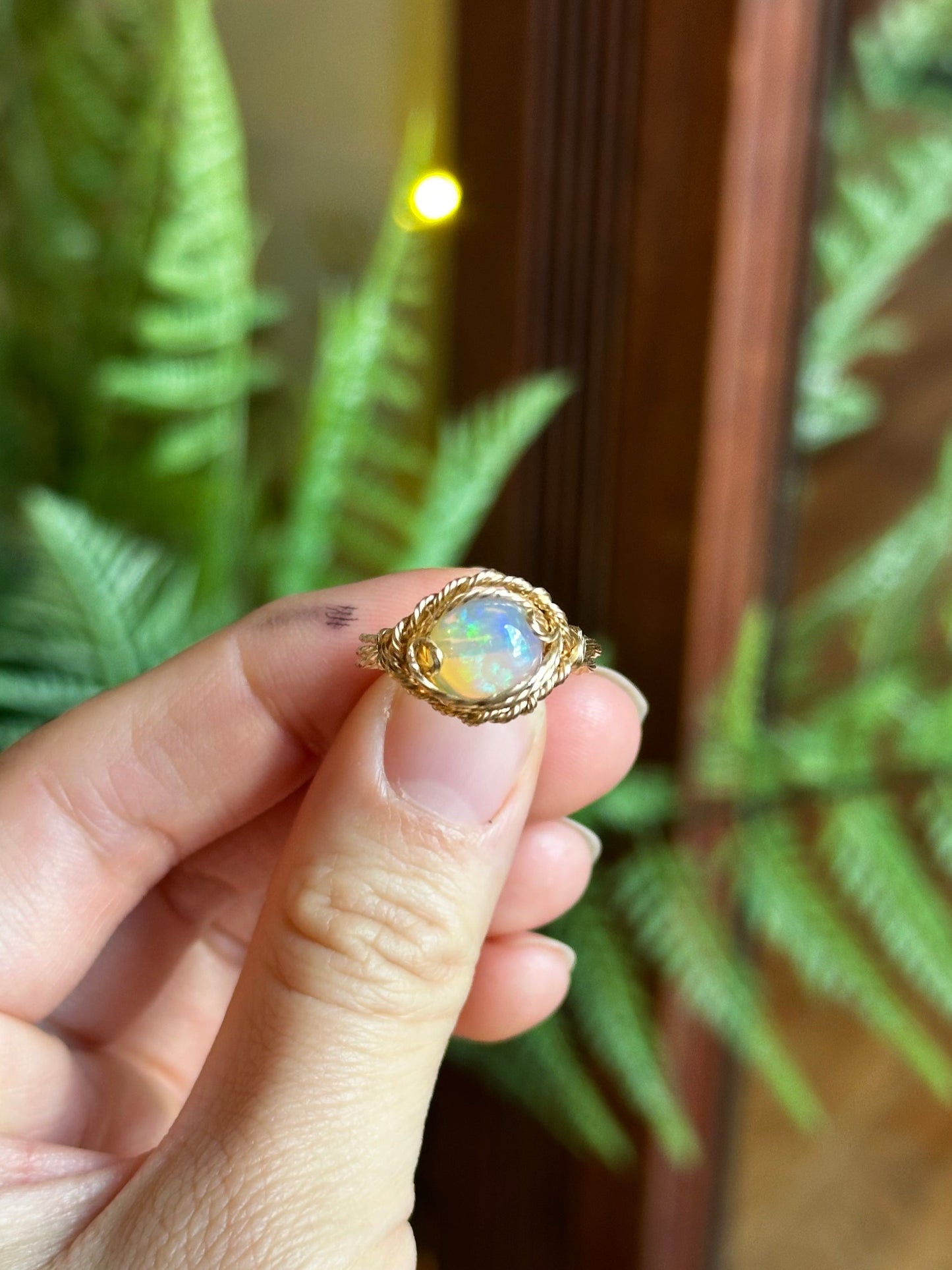 Opal Statement Ring ~ 14k Gold size 8