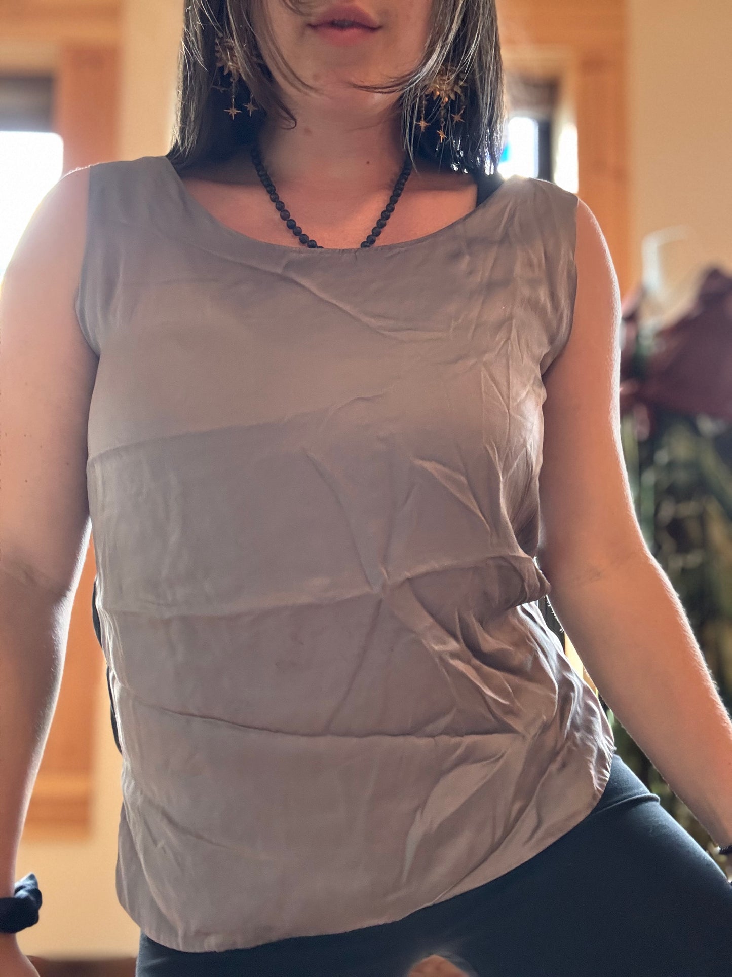 Size M double reversible silk top
