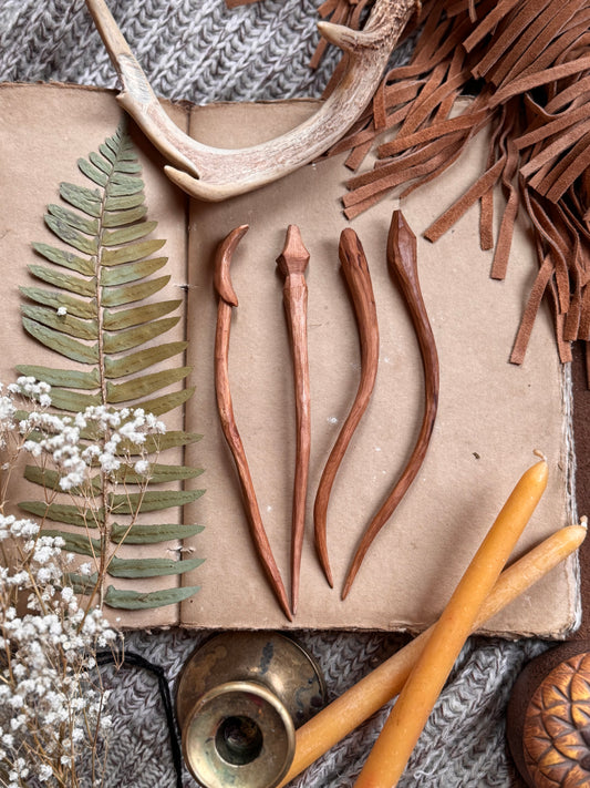 Hand carved hair sticks