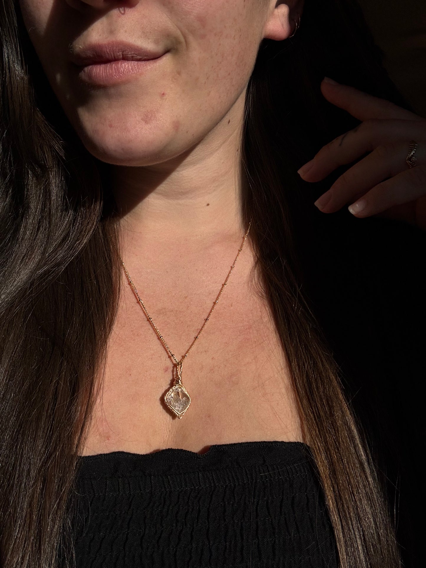 Herkimer Diamond in 14k Gold