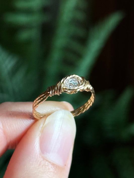 Herkimer Diamond Ring ~ 14k Gold sizes 5 7 or 9