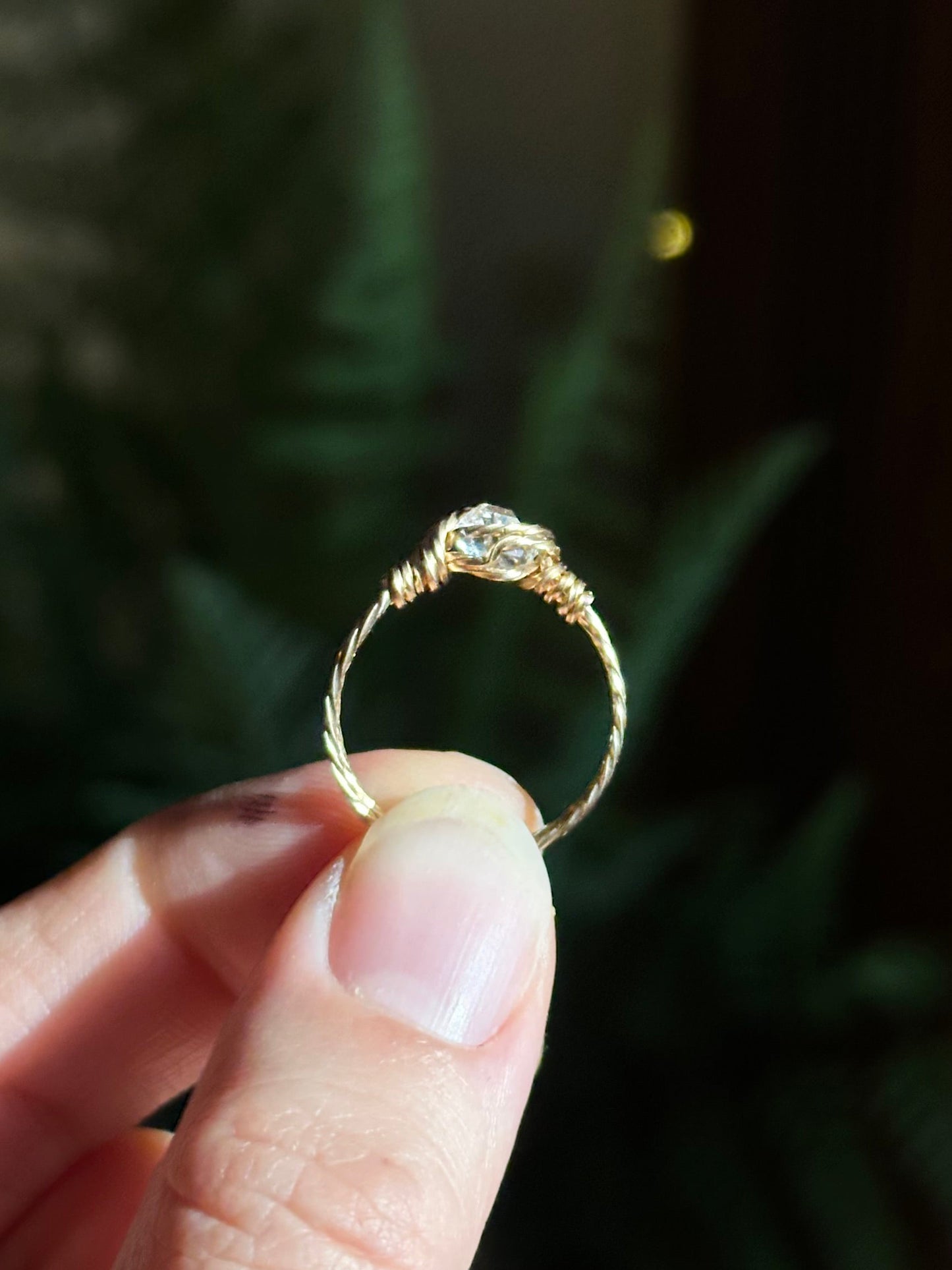 Herkimer Diamond Ring ~ 14k Gold sizes 5 7 or 9