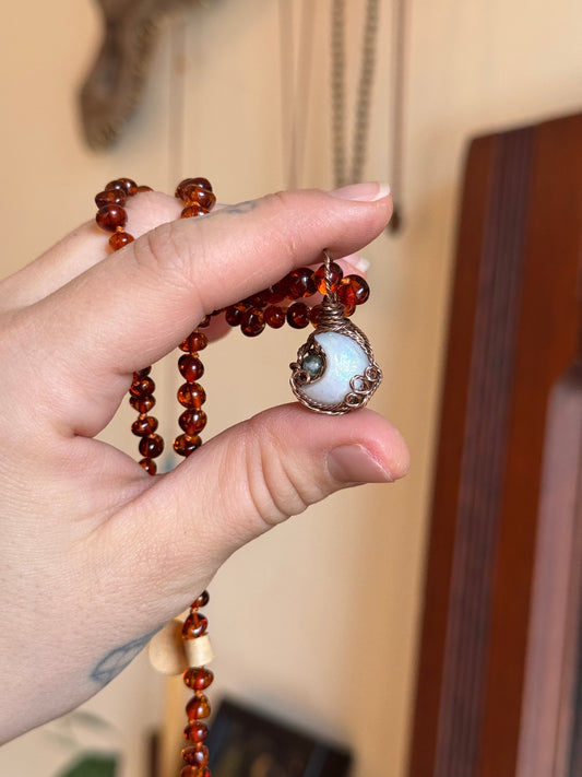 Sister moon pendants~ one Labradorite one Moonstone