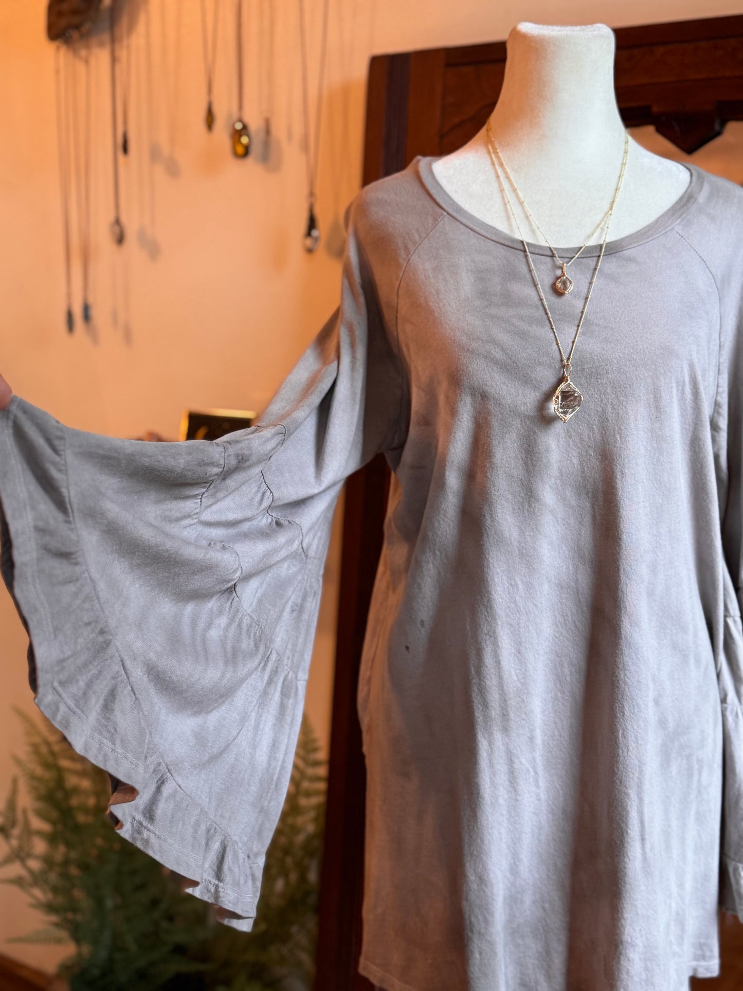 Eco Dye ~ Upcycled bell sleeve top size M