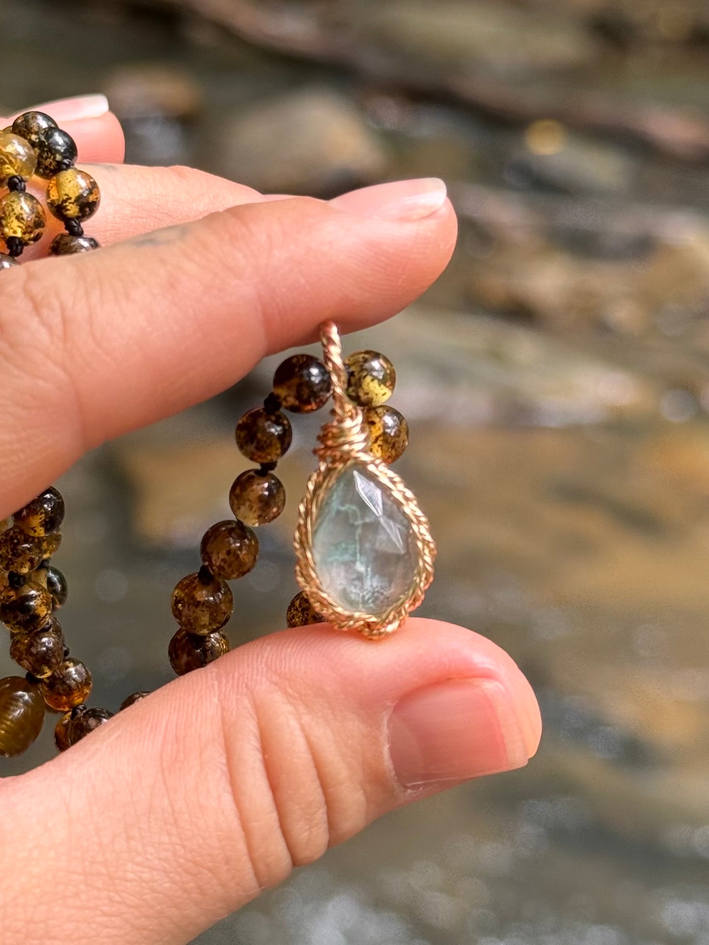 14k Gold Pastel Moss Agate Dublet