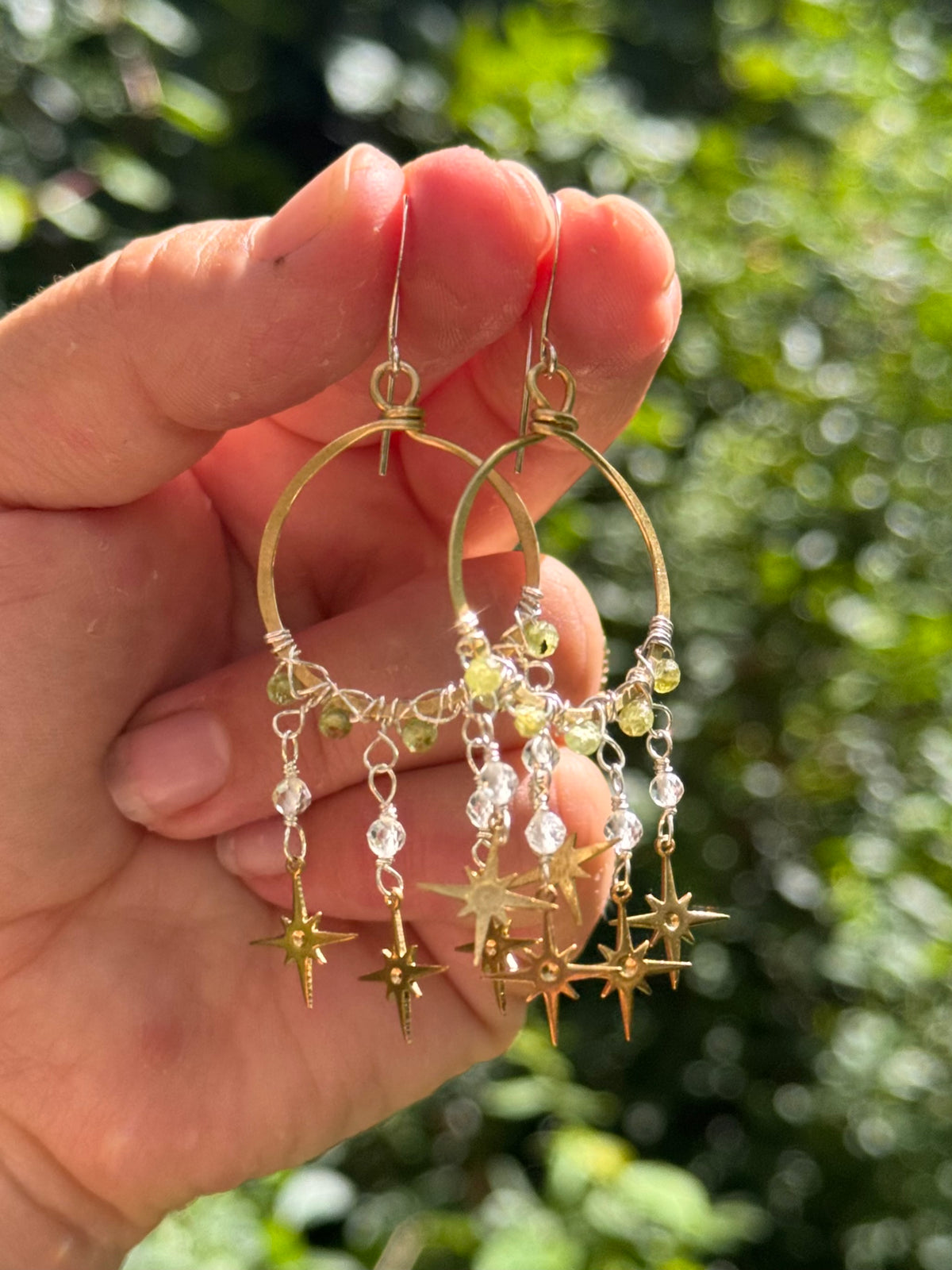 Andromeda Earrings ~ Peridot and Clear Quartz