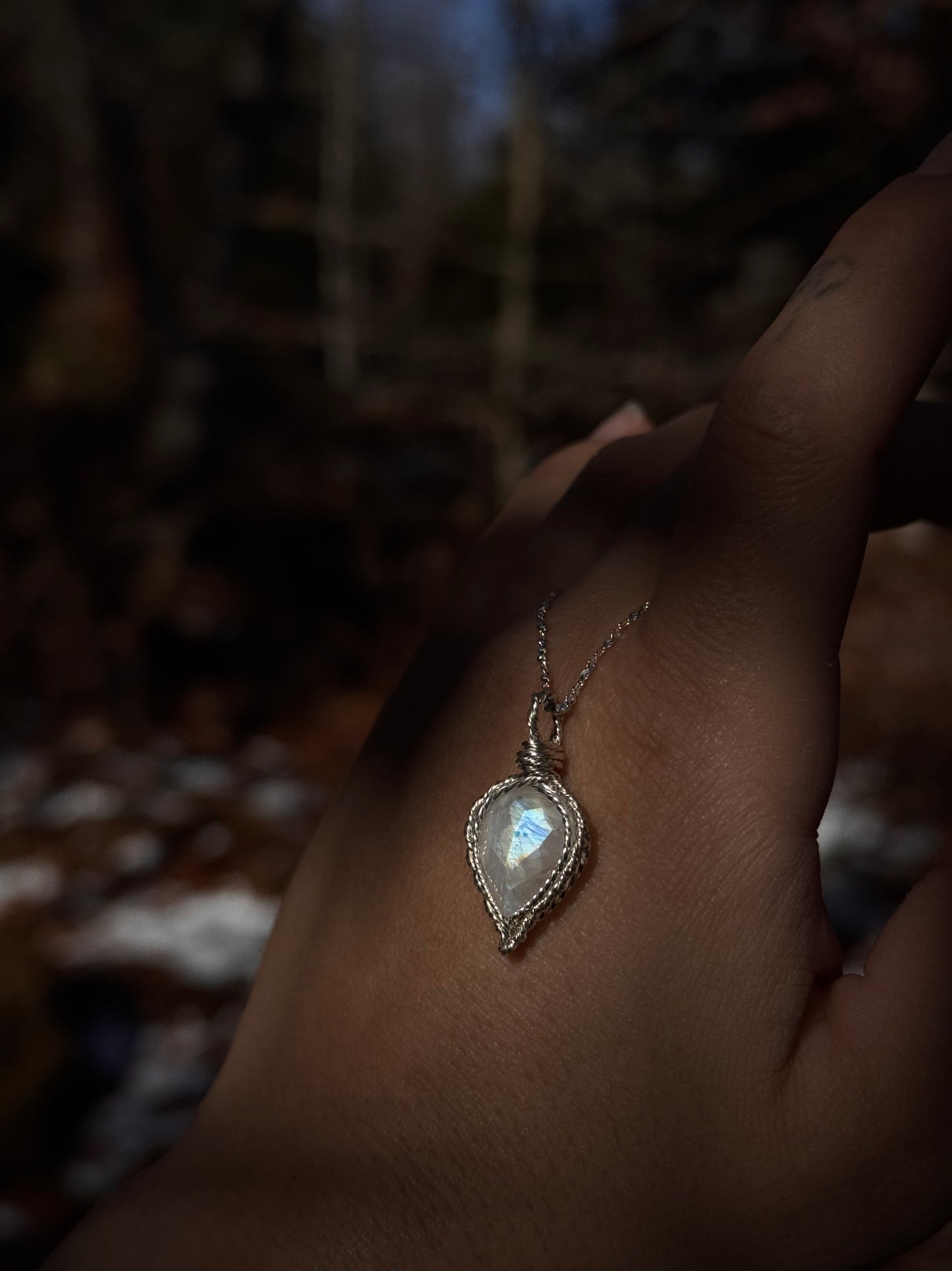 Faceted Moonstone in Sterling