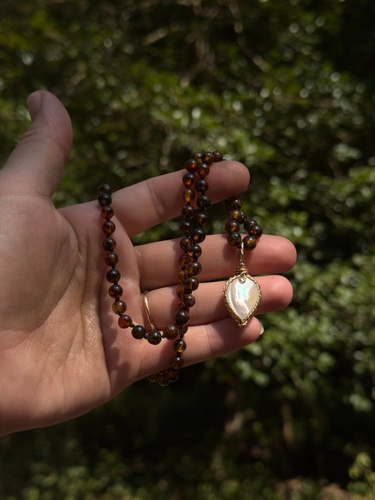 Custom Pearl Necklace with Ruby Choker