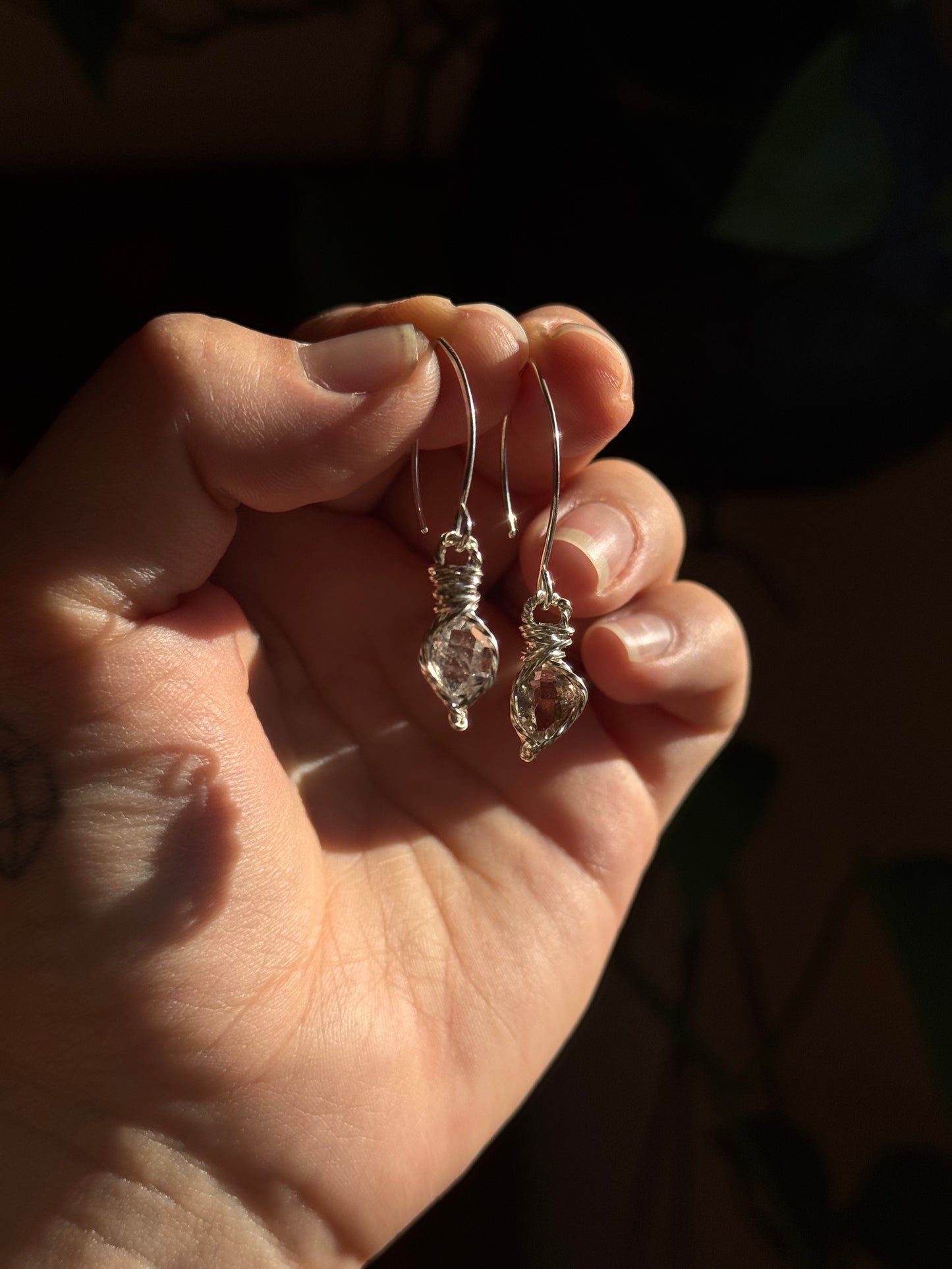 Petite Herkimer Diamond Earrings ~ Sterling