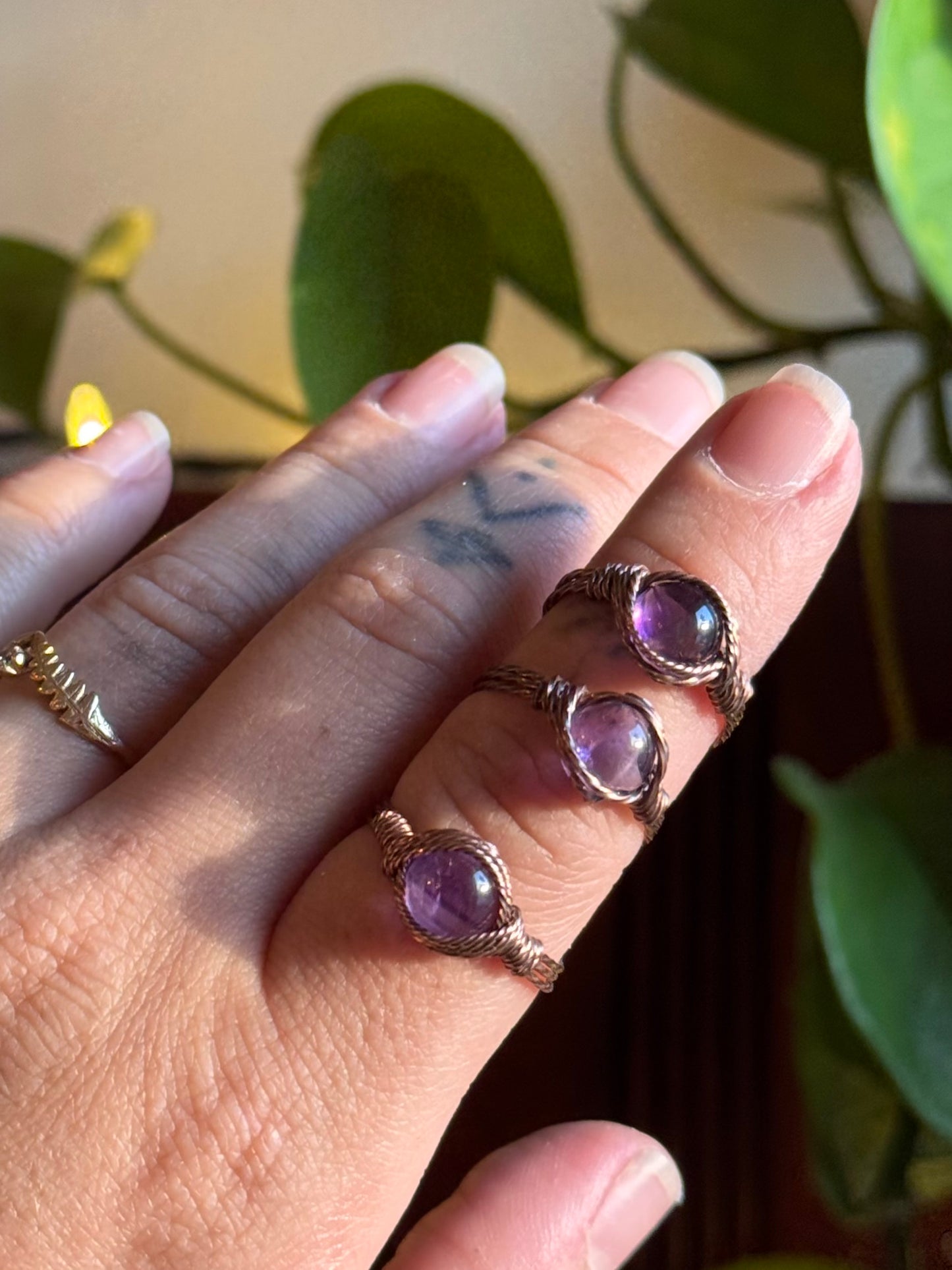 Amethyst Ring ~ Copper sizes 6-10